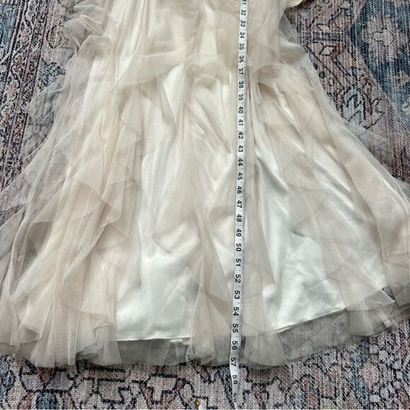 Nights by Teeze Me Champagne Floral Chiffon Tiered Ruffle Gown Size 7 Formal - Picture 11 of 12